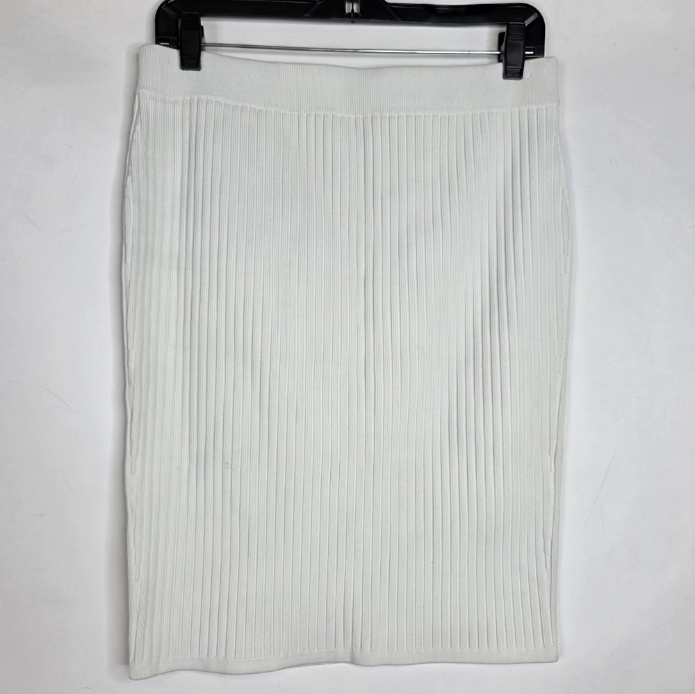 T by Alexander Wang Ribbed knit knee length white skirt